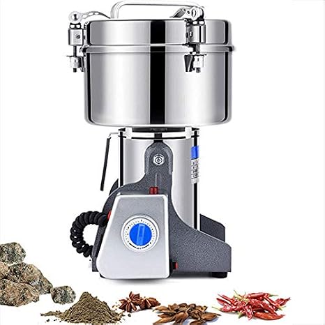 Heavy Duty Grain Grinder Mill, 1800W Stainless Steel Electric Spice Crusher for Coffee Pepper Herbs Corn. Fast Grinding High Speed Powder Machine for Kitchen & Commercial Use. Durable & Safe Design
