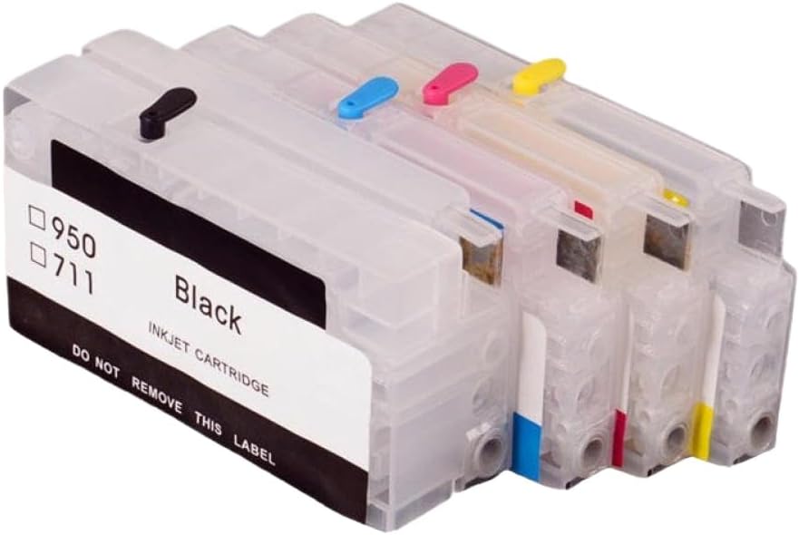 Vliaxh 711 4 Colors Refillable Ink Cartridge With ARC Chips Compatible With DesignJet T520 T120 Printers(CHIP)