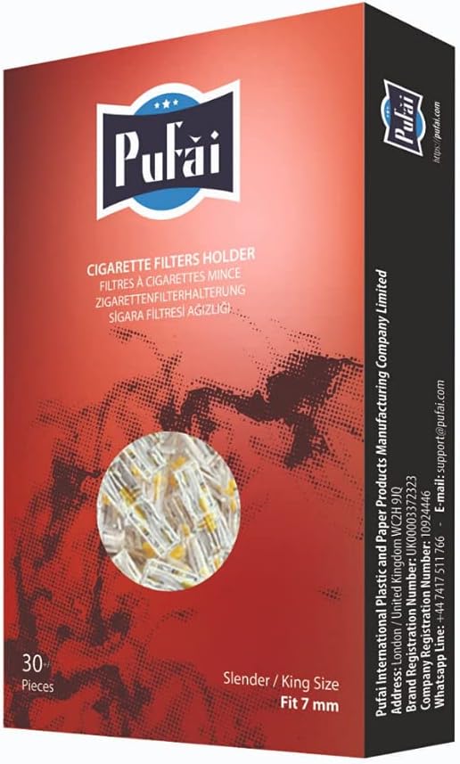 Pufai Slender Sigara Filtresi Tar Katran Süzer 7mm Uyumlu 30 Adet 1 Kutu