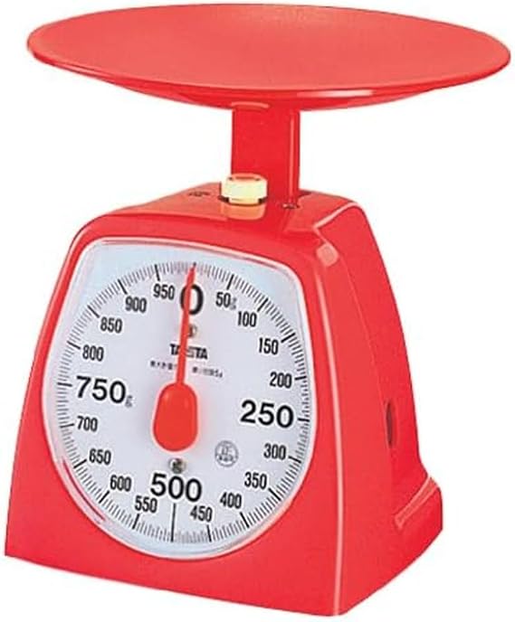 Tanita 1439-OR Cooking Scale Kitchen Scale Cooking Analog 2.2 lbs 1 kg 0.2 oz 5 g Units, Made in Japan, Red