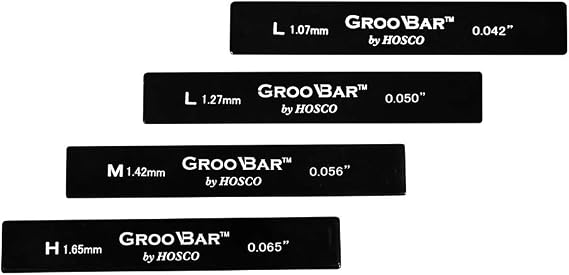 HOSCO Luthiers Tools GrooBar Nut Grooving Spacers for Guitar Set of 4 1.07mm, 1.27mm, 1.42mm, 1.65mm H-GB4