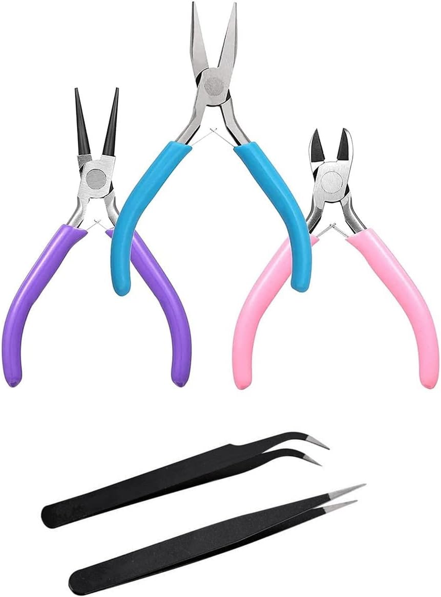 YFFSFDC Craft Tools Accessories Tool Set, 5 Piece Set, Craft Pliers Set, Handicraft Supplies, Pliers, Tweezers, Handmade DIY Tools, Tools Set for Handmade Accessories
