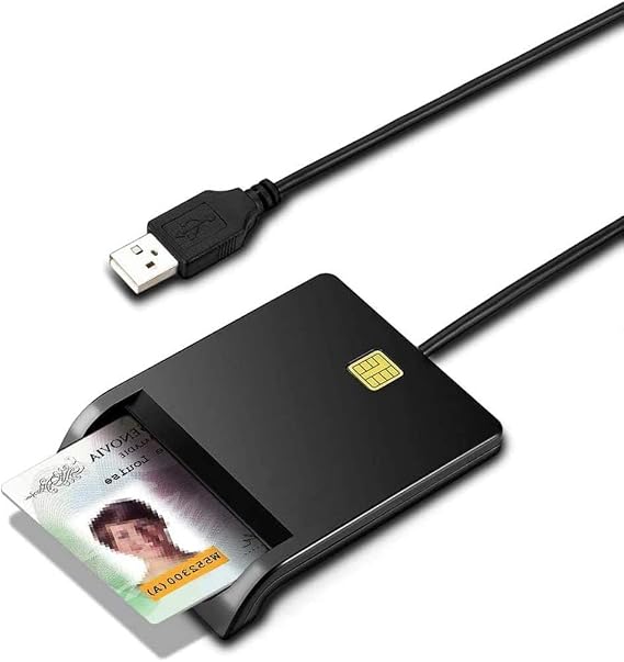 ID Card Reader with Mini Disk,USB Smart Card Reader, USB 2.0 Common Access CAC Memory Card Reader Compatible with Windows and Linux, Plug and Play
