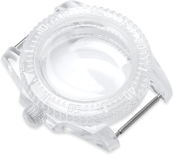 40mm SUB Plastic Transparent Watch Case Kits for NH35A/NH35/NH36/4R/7S Watch Movement Repair Part Accessories (with Green Luminous)