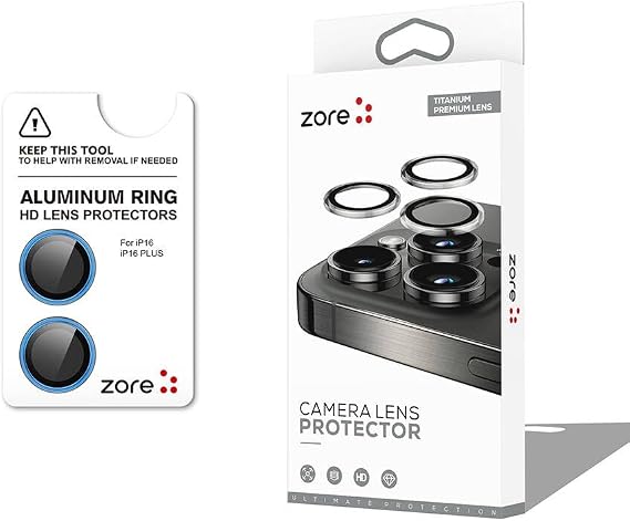 ZORE Apple İle Uyumlu iPhone 16 iPhone 16 Plus CL-12 Premium Safir Parmak İzi Bırakmayan Anti-Reflective Kamera Lens Koruyucu Mavi Açık