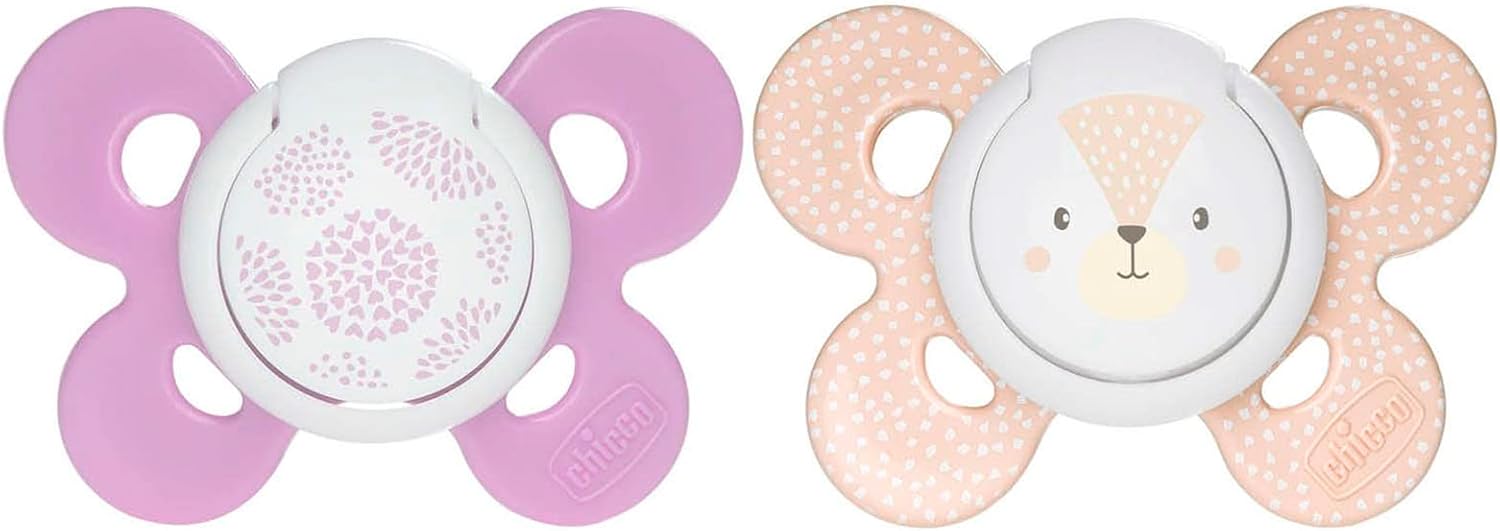 Chicco Physio Comfort Silicone Pacifier 6-16 Months, 2-Piece, Pink