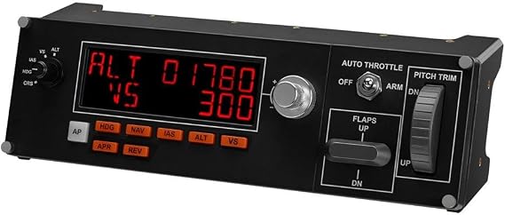 Logitech G Saitek Pro Flight Multi Panel autopilot controller for flight simulators LCD display automatic thrust control real-time display dedicated controls USB port PC Black