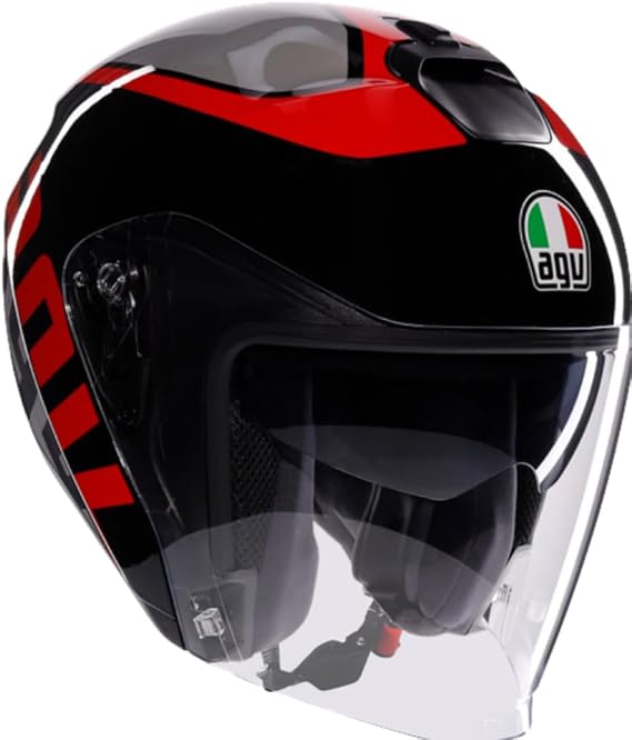 AGV Irides Motosiklet Kaskı Açık Kask Valenza Matt Grey Black Red XS