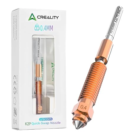Creality K2/K2 Plus/Hi Combo 0.4mm Nozzle, 3D Printer Nozzle Part, Unicorn Quick-Swap Nozzle with Titanium Alloy Throat, Copper Alloy and Hardened Steel for 3D Printer
