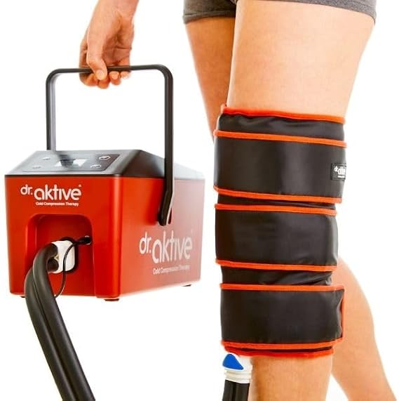 Cryo Pro 360 Knee Wrap (with Cryo Pro Unit) - Black, Red - Silicone - Cold Compression Therapy Device - Knee Wrap - Contoured Style