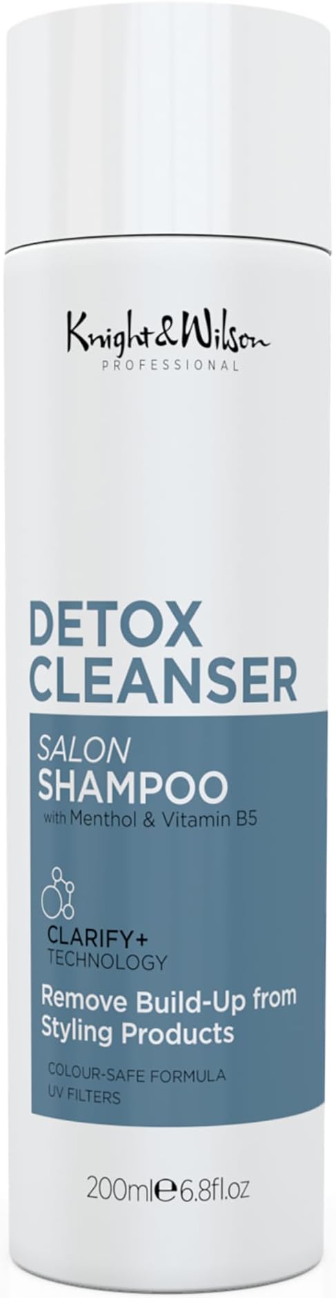 Knight & Wilson Salon Professional Detox Cleanser Salon Shampoo 200ml. Lightweight Clarifying Shampoo. Removes all product build up. Purifies with Vitamin B5