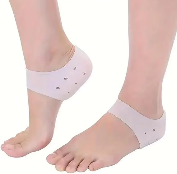 Silikon Topuk Koruyucu,Topuk Dikeni Ağrısı ve Nasır Önleyici, Ayak Tabanı Toplayıcı, Nemlendirici Topuk Koruma (1 Çift) (Beyaz)