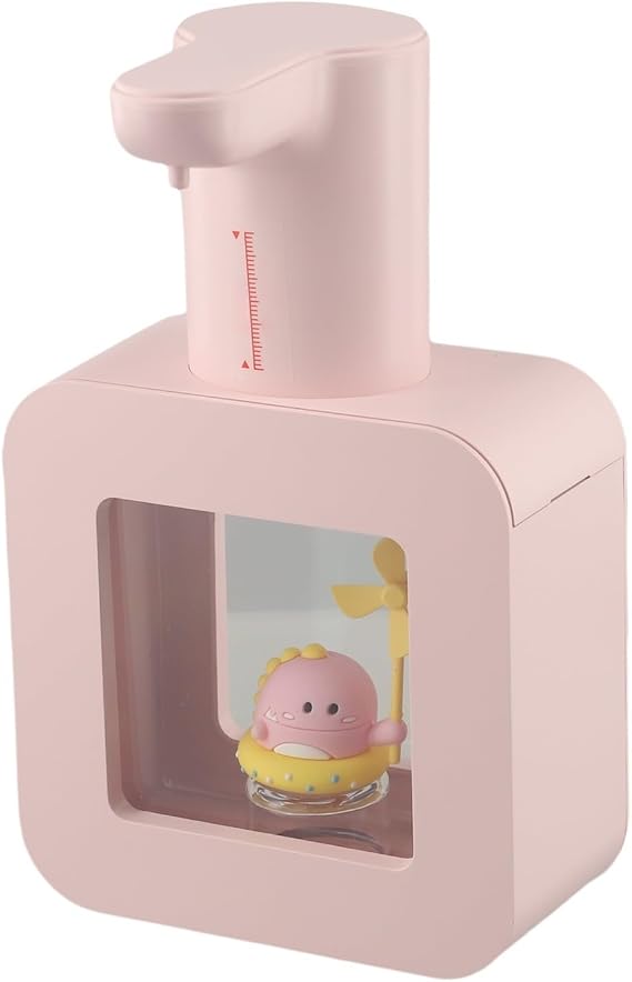 Automatic Soap Dispenser 400ml Foam Hand-Wash Machine with Time Reminder and Cute Pet Design for Bathroom or Kitchen(Pink)