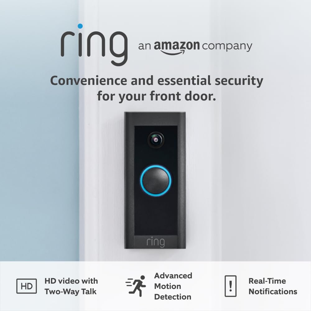 Ring Video Doorbell Wired | Doorbell Security Camera with 1080p HD Video, Advanced Motion Detection, hardwired existing doorbell wiring required | 30-day free trial of Ring Subscription Plan