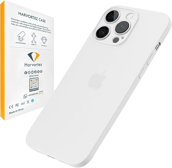 HARVORTEZ iPhone 15 Pro Max Kılıf 6.7" ile Uyumlu, Ultra İnce Cep Telefon Kılıfı, Kamera Bölge Koruyucu, Ekstra Tuş Takımı, TPU Malzeme BPA İçermez, Kolay Temizlenebilir Phone Case - Beyaz