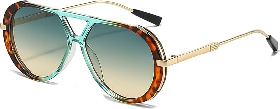 Oversized Pilot Sunglasses Womens Mens - Tinted Lens Retro Large Ladies Sun Glasses Trendy Shades with UV400 Protection