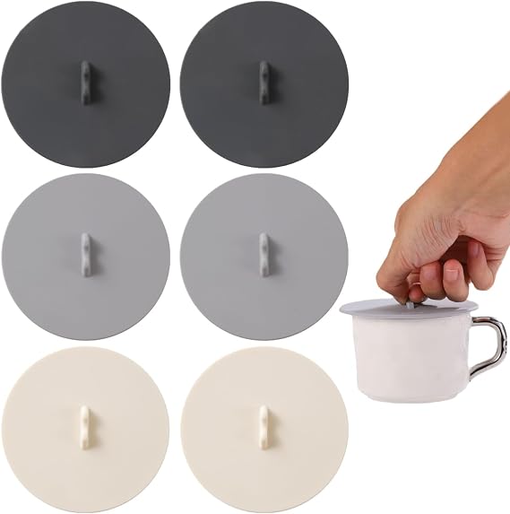 6 PCS Silicone Cup Covers Silicone Cup Lids Anti-dust Airtight Seal Lids Silicones Mug Cover Creative Glass Lids Reusable Coffee and Tea Cups Lids for Glass Tea Cups Coffee Cup