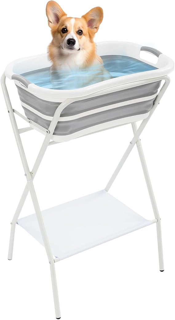 Pet Bath Elevated Dog Bathing Tub Washing Station for Grooming - Collapsible Foldable Portable Shower Bathtub with Stand for Small Dogs Cats Pet for Indoor and Outdoor - 110 lbs Capacity