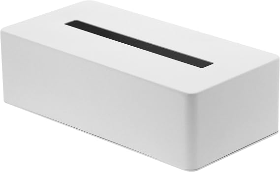 YAMAZAKI 4215 Tower Minimalist Design Tissue Box Alloy Steel White 26.5 x 13.5 x 7.5 cm (L x W x H)