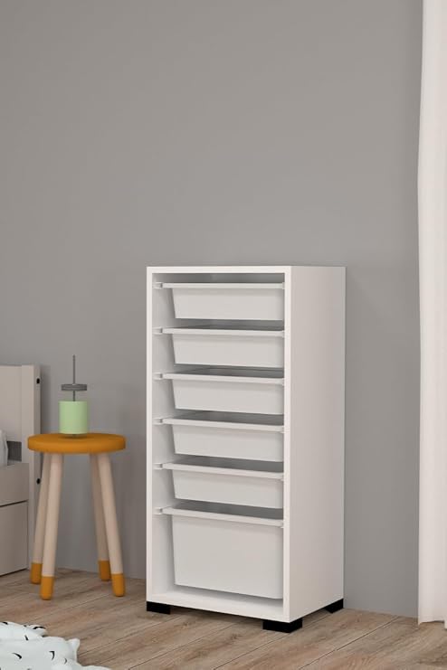 Rüya No.2 Modern Kullanışlı Beyaz Geniş Sepetli Oyuncak Dolabı