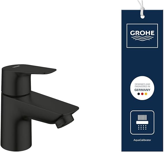 GROHE Start Edge 1059632431 Shelf Tap Size XS Ceramic Mount, Water Saving Fixing Nut G 1/2 Inch, Matte Black