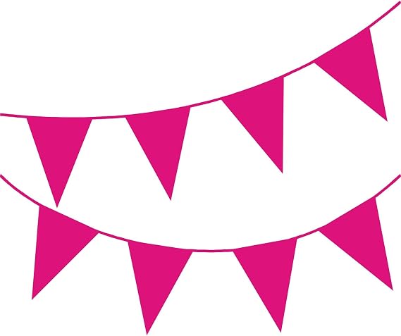 10m / 32 ft Solid Colour Bunting Flags Banner Pennant Party Decoration Garland (Hot Pink)