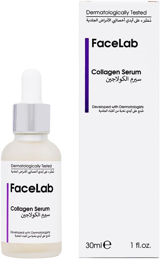 FaceLab Collagen Serum, Anti-Aging Formula, Reduces Wrinkles and Sagging, Moisturises and Softens Skin, Antioxidant Protection, for All Skin Types, 30ml