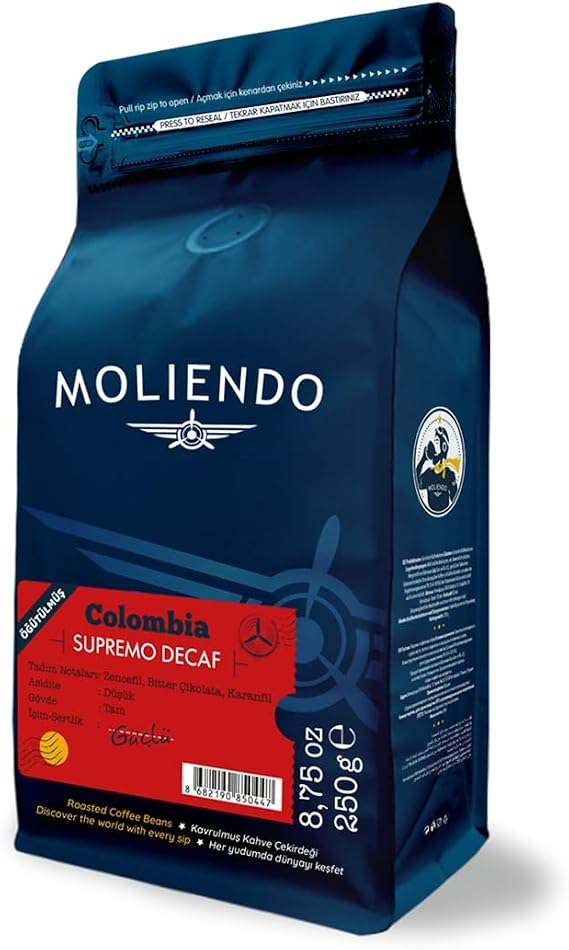 Moliendo Finest Coffe Colombia Supremo Huila Yöresel Kahve (Çekirdek) 250 g
