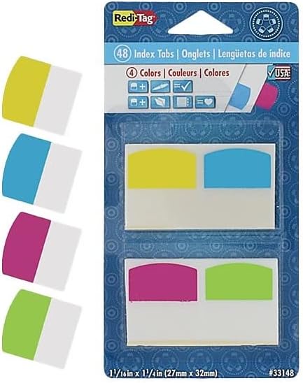Redi-Tag Removable Index - Removable, Self-adhesive - 62.5 mil x 1.25" - Assorted - 48 / Pack