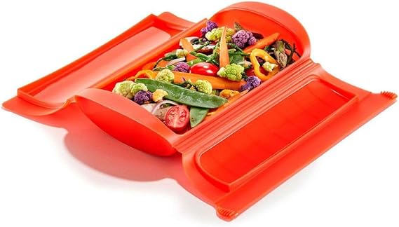 Lékué Steam Case, silicone Red, 1-2 people (650 ml)