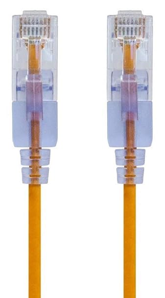 Monoprice Cat6A 1ft Yellow Patch Cable UTP 30AWG 10G Pure Bare Copper Snagless RJ45 SlimRun Series Ethernet Cable- Pack of 10