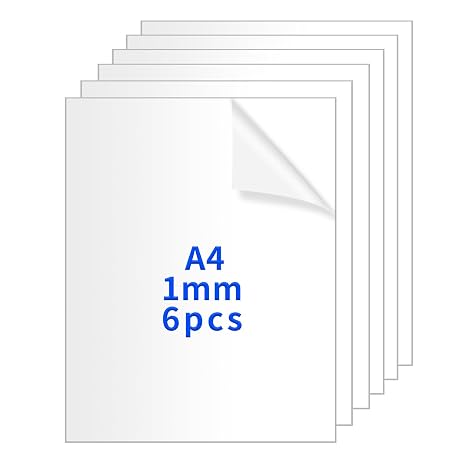 6 Pcs Perspex Sheets Cut to Size, 1mm A4 Clear Acrylic Sheets