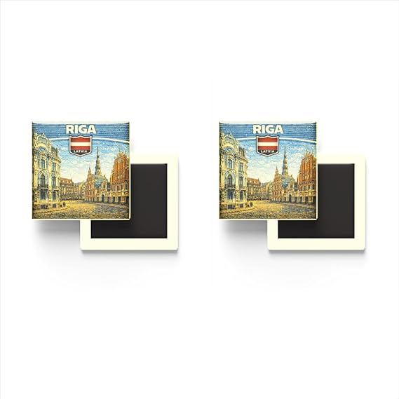 Buzdolap Magnetleri - Letonya Latvia Riga Retro Tema - 2 adet