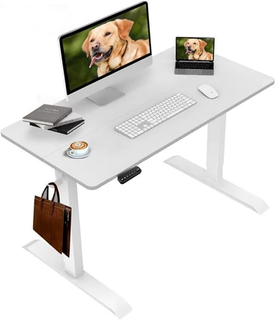 Şeker Ofisi - Elektrikli Yüksekliği Ayarlanabilir Ergonomik Bilgisayar & Çalışma Masası - Tek Motorlu (2 Hafızalı) (Beyaz, 120 * 60)