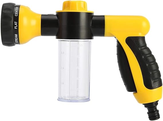 KAHEIGN Garden Hose Foam Sprayer, 8 Patterns High Pressure Nozzles Watering Sprayer Soap Dispenser with Soap Reservoir for Car Washing Pets Shower Plants Watering
