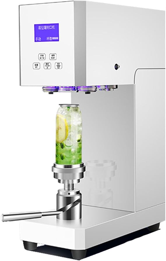 Automatic Can Sealing Machine, 370W Can Seamer Can Sealer with Intelligent Panel & Counting, 52-58mm Caliber Tin Can Sealer Height Adjustable Bottle Capping for Milk Tea Coffee Pop PET Cans,White