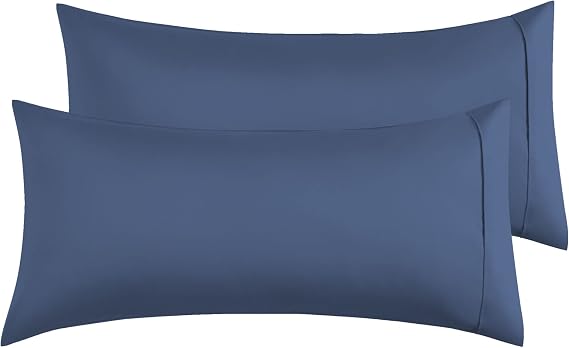 Pillow Cover 100% Microfiber 50 x 90 cm, Set of 2 Pillow Cases Extra Soft Hypoallergenic Breathable Blue