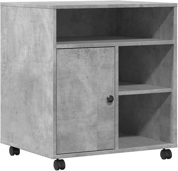 vidaXL Printer Stand with Wheels Concrete Grey 60x50x67 cm