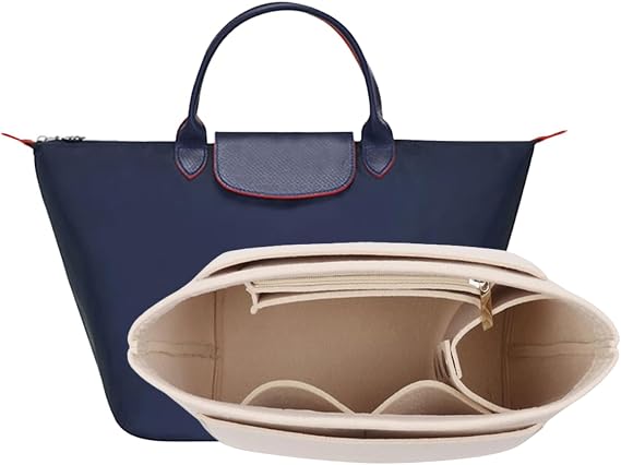 D.DUO Bag Insert Organizer, purse accessories, Suitable For Longchamp long handle tote organizer (Beige,S(Shorthandle))