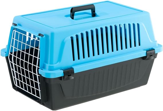 Ferplast Cat Carrier Small Dog Carrier, Secure, Practical, Easy to Clean, Durable Pet Dog/Cat Travel Box Cage up to 8 Kg. 58 x 37 x h 32 cm. Blue