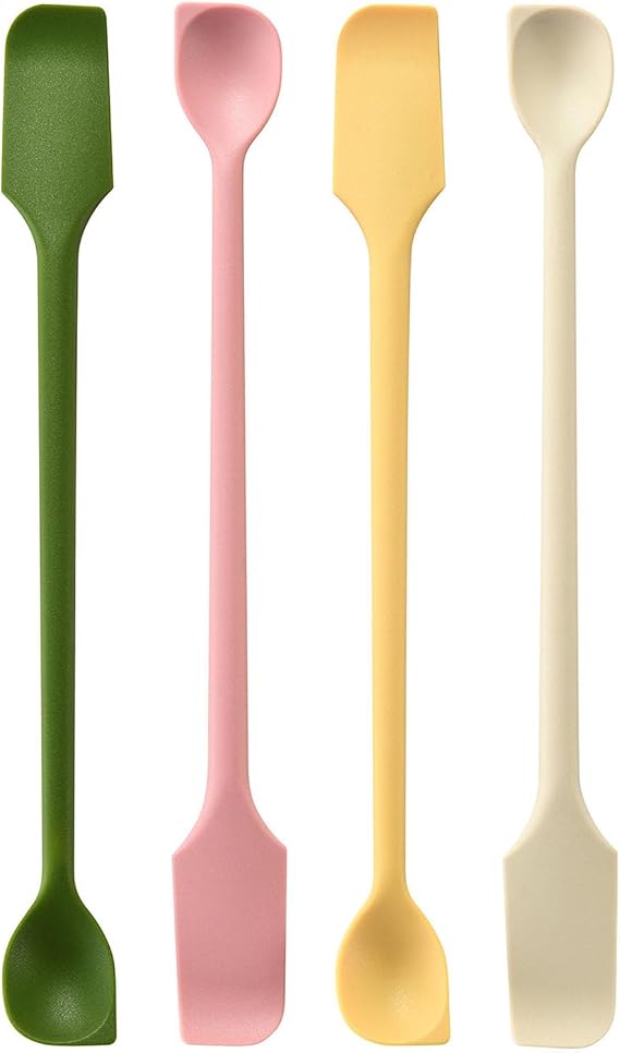 4 Pcs Mini Silicone Spatula Set, Double-Headed Small Spatula for Kitchen Jars, Flexible Rubber Spatula & Spoon for Jam, Honey, Marmite & Spreads, Food-Safe Jar Scraper, BPA Free