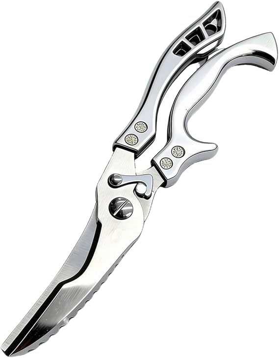 Stainless Steel Kitchen Scissors, Poultry Scissors, Bows Chicken Scissors, Bone Scissors, Meat, Fish, Bones and Vegetables with Safety Lock and Spring Mechanism