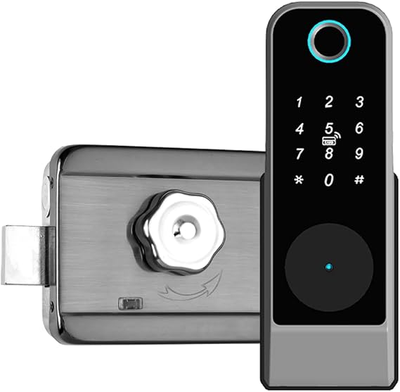 Smart Lock Keyless Entry Door Lock Anti-Theft Biometric Password Door Lock Tuya App Remote Operation Waterproof Voice Prompt WiFi Smart Lock for Outdoor Courtyard Electronic Lock
