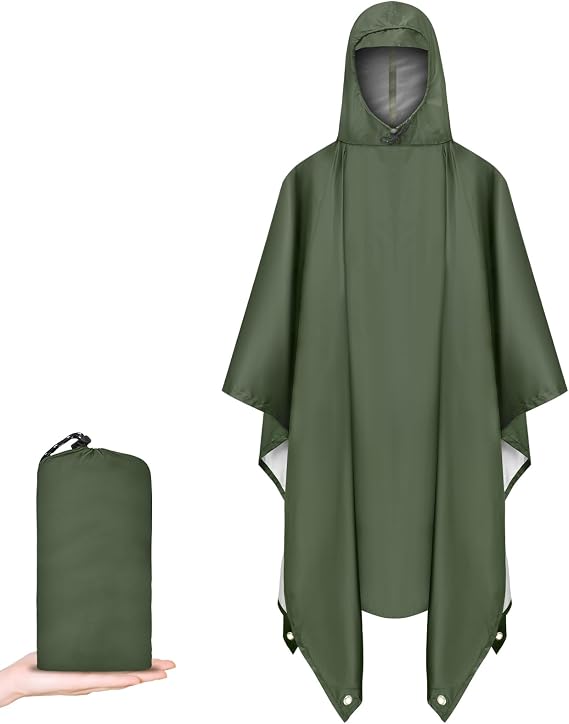 Vicloon Waterproof Poncho Adult Lightweight Reusable Adult Poncho,Multi-use