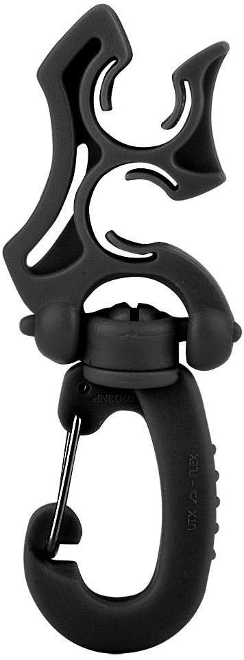 Diving Clip,360° Rotated Double BCD Scuba Diving Hose Holder Clip,304 Stainless Steel Arm Regulator Retainer Buckle Hook for Dive Snorkeling (Black)