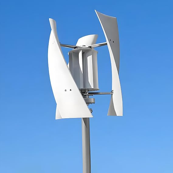 3-Blade Maglev Vertical Axis Wind Generator Kit, 12V-220V 5000W Small Energy Silent Vertical Wind Power Turbine Generator, with MPPT Controller and Anemometer, for Home Street White-220V
