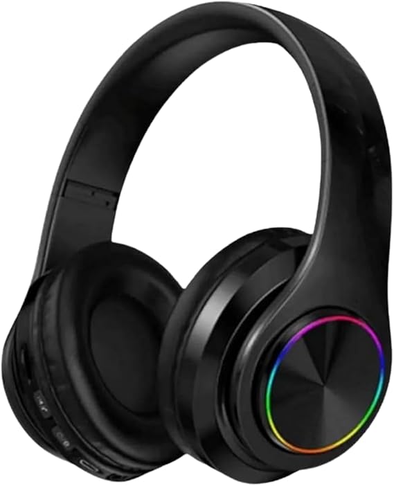 Bluetooth Kulaklık Kablosuz Kulaküstü Işıklı Katlanabilir Mikrofonlu Fm-aux-sd Siyah