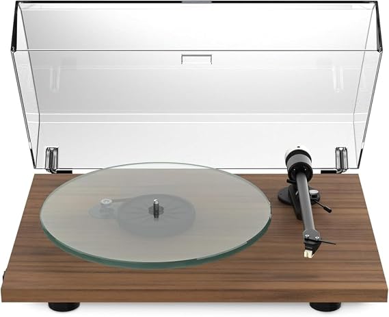 Pro-Ject T2, Audiophile Entry Level Turntable with 1,7kg heavy glass platter, 9” aluminium tonearm and spring-based Anti-Skating, Sumiko Rainier, Made in Europe (Walnut)