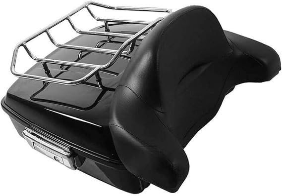 10.7 in Chopped Trunk with Latch/Key Backrest Set Luggage Rack Set for Harley Touring Street Road Glide 2014-2025 Largage Rack Set