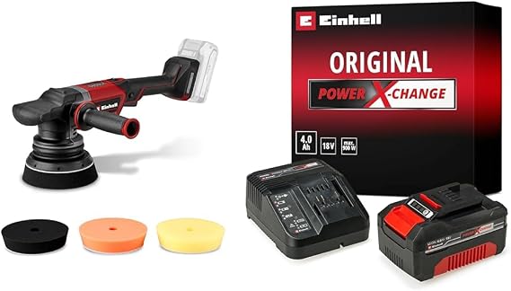 Einhell CP-EP 18/125 Li BL - Solo, Akülü Polisaj Makinesi + 18V 4,0 Ah PXC Starter Kit, Akü ve Şarj Cihazı